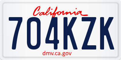 CA license plate 704KZK