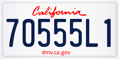 CA license plate 70555L1