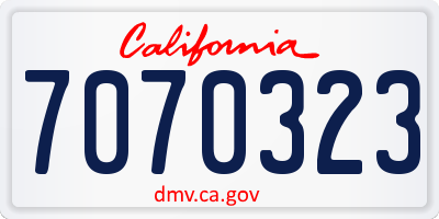 CA license plate 7070323