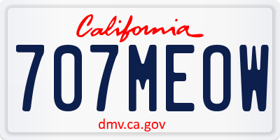 CA license plate 707MEOW