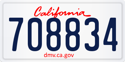 CA license plate 708834