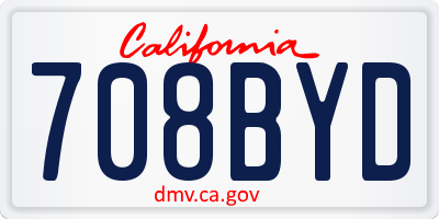 CA license plate 708BYD