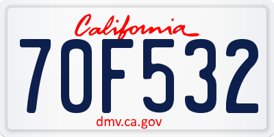 CA license plate 70F532