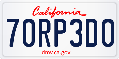 CA license plate 70RP3D0