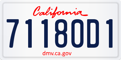 CA license plate 71180D1