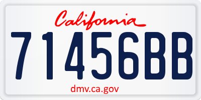 CA license plate 71456BB