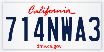 CA license plate 714NWA3