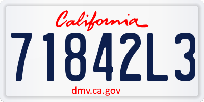 CA license plate 71842L3