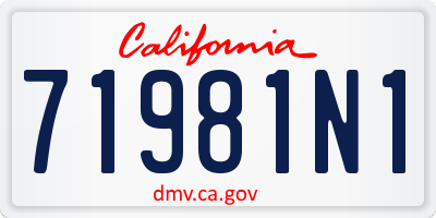 CA license plate 71981N1