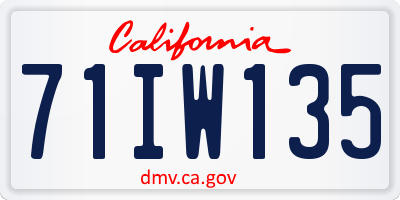 CA license plate 71IW135