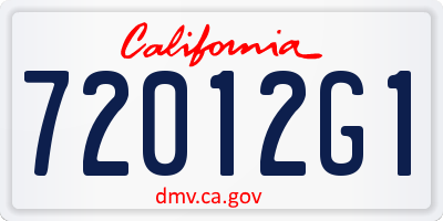 CA license plate 72012G1