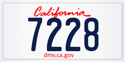 CA license plate 7228