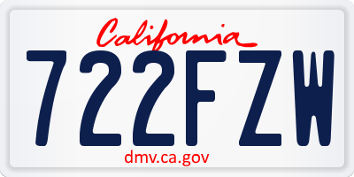 CA license plate 722FZW