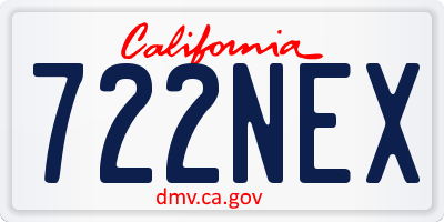 CA license plate 722NEX