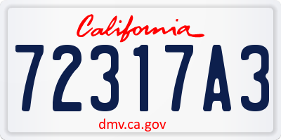 CA license plate 72317A3