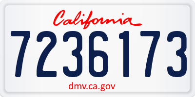 CA license plate 7236173