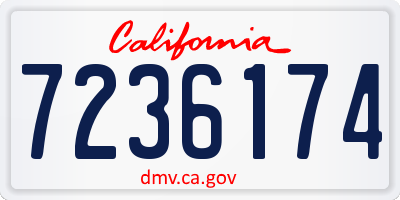 CA license plate 7236174