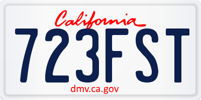 CA license plate 723FST