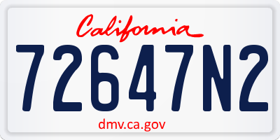 CA license plate 72647N2