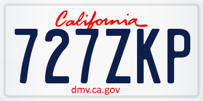 CA license plate 727ZKP