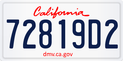 CA license plate 72819D2