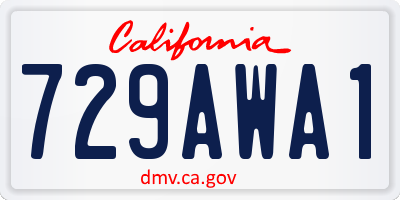 CA license plate 729AWA1