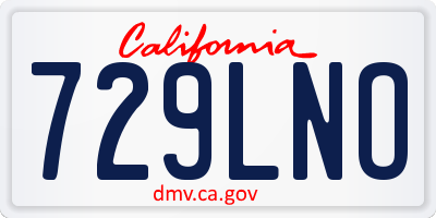 CA license plate 729LNO