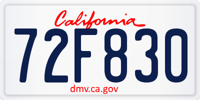 CA license plate 72F830