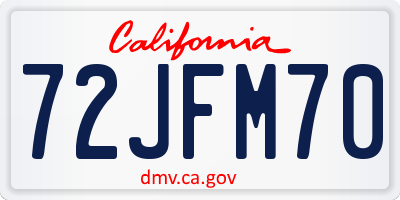 CA license plate 72JFM70