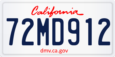 CA license plate 72MD912