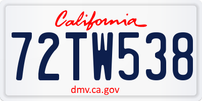 CA license plate 72TW538