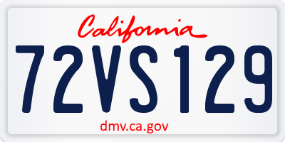 CA license plate 72VS129