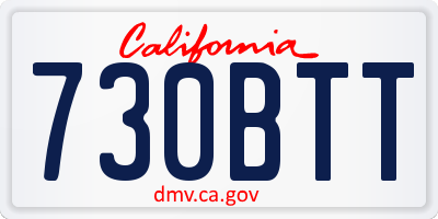 CA license plate 730BTT