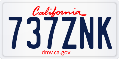 CA license plate 737ZNK