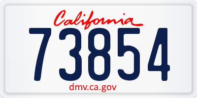 CA license plate 73854