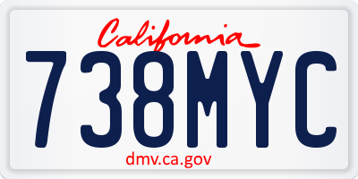 CA license plate 738MYC