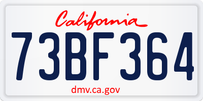 CA license plate 73BF364