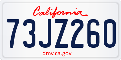 CA license plate 73JZ260