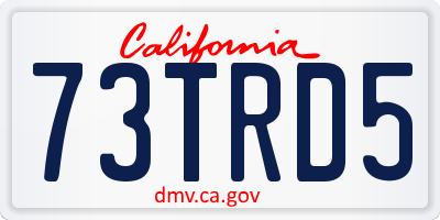 CA license plate 73TRD5