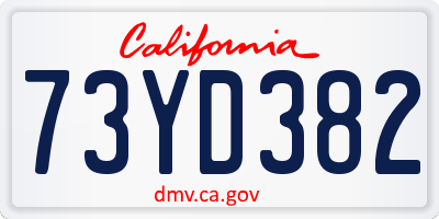 CA license plate 73YD382