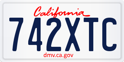 CA license plate 742XTC