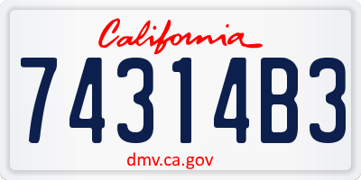 CA license plate 74314B3