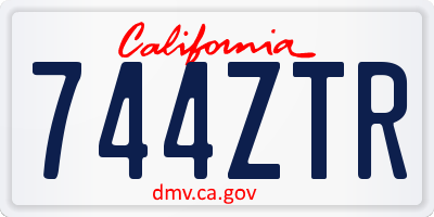 CA license plate 744ZTR