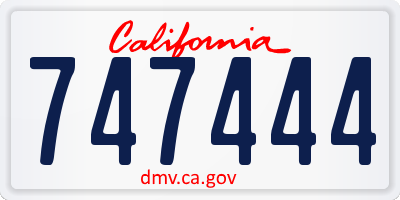 CA license plate 747444