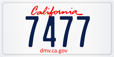 CA license plate 7477