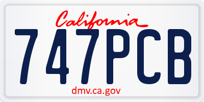 CA license plate 747PCB