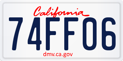 CA license plate 74FF06