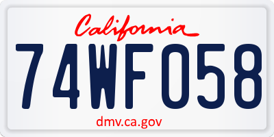 CA license plate 74WF058