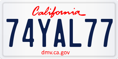 CA license plate 74YAL77