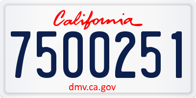 CA license plate 7500251